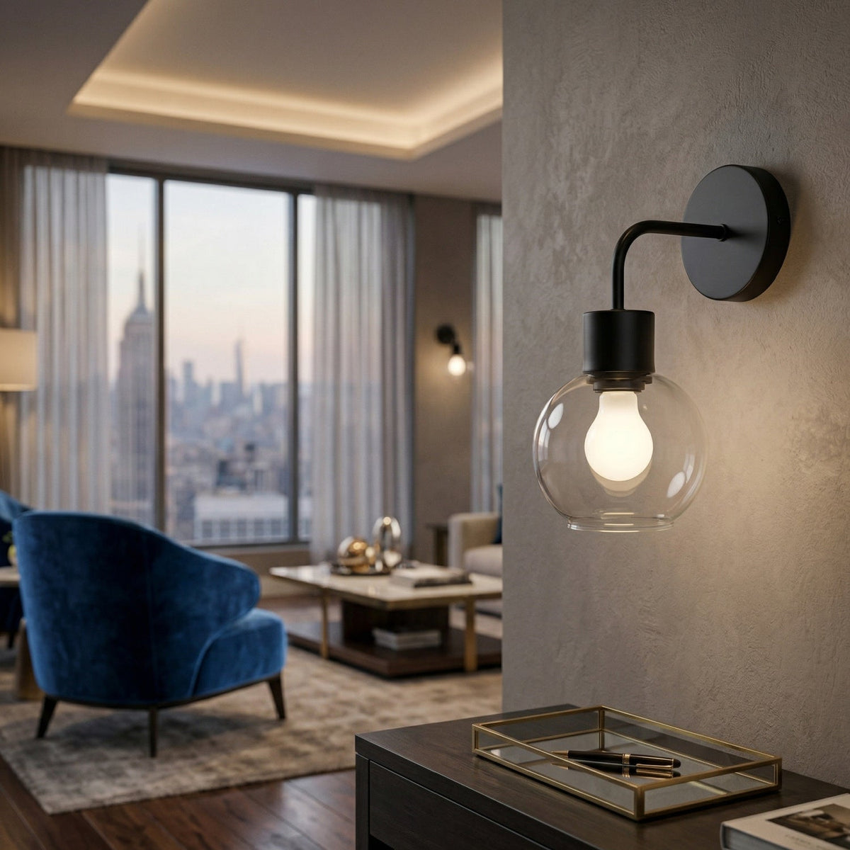 Modern European furniture - Industrial Style Glass Wall Lamp - www.oroa.com