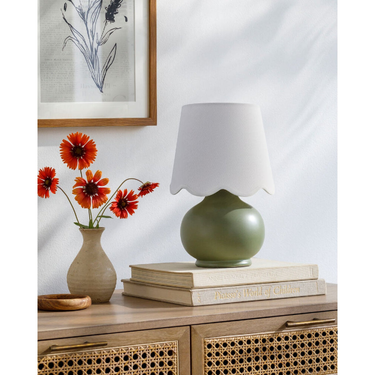 Modern European furniture - Scalloped Raffia Shade Table Lamp - www.oroa.com