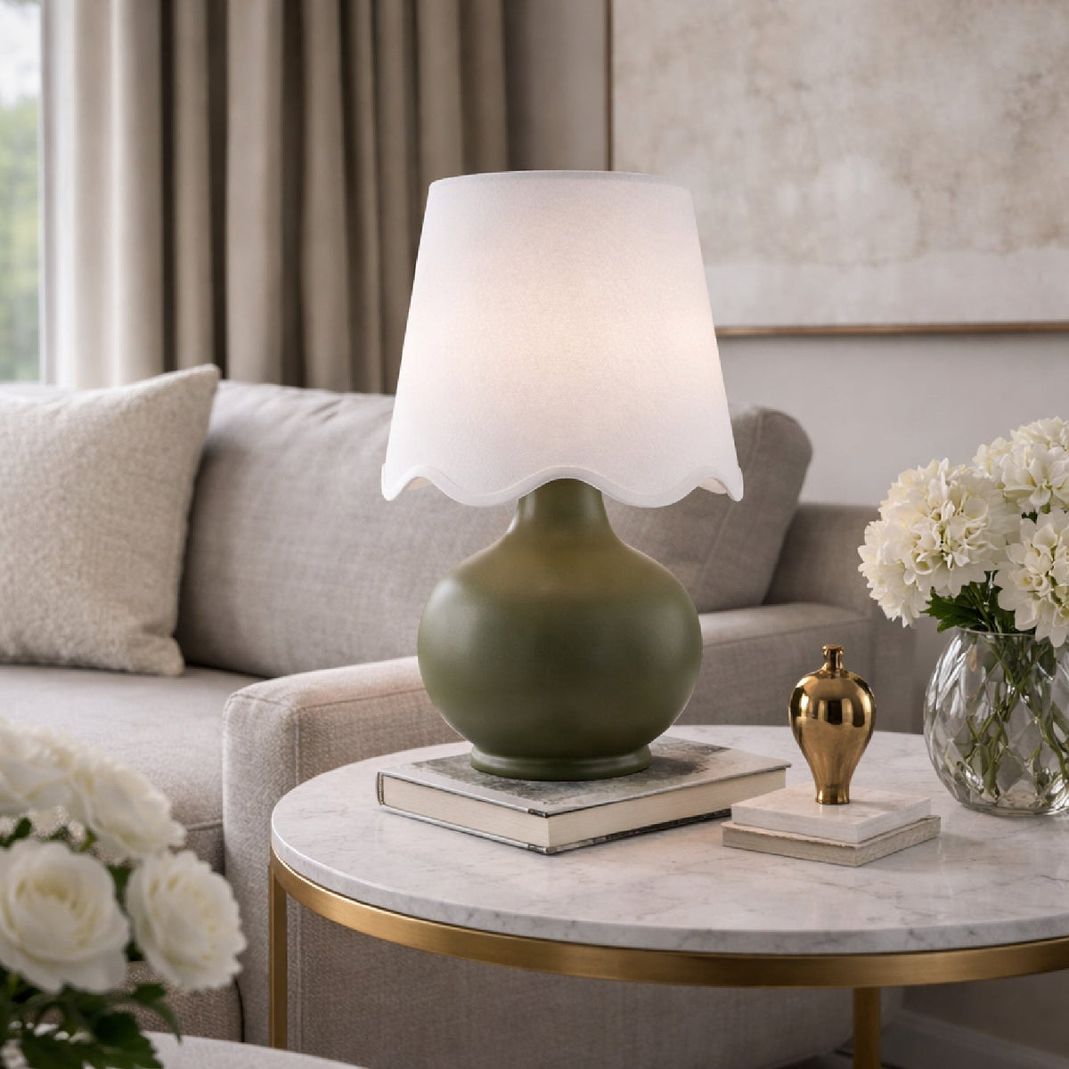 Modern European furniture - Scalloped Raffia Shade Table Lamp - www.oroa.com