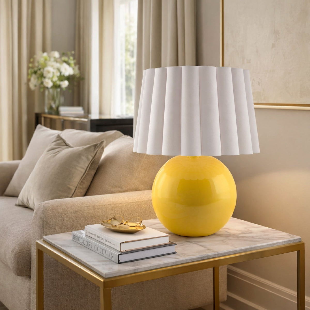 Modern European furniture - Scalloped White Fabric Table Lamp - www.oroa.com