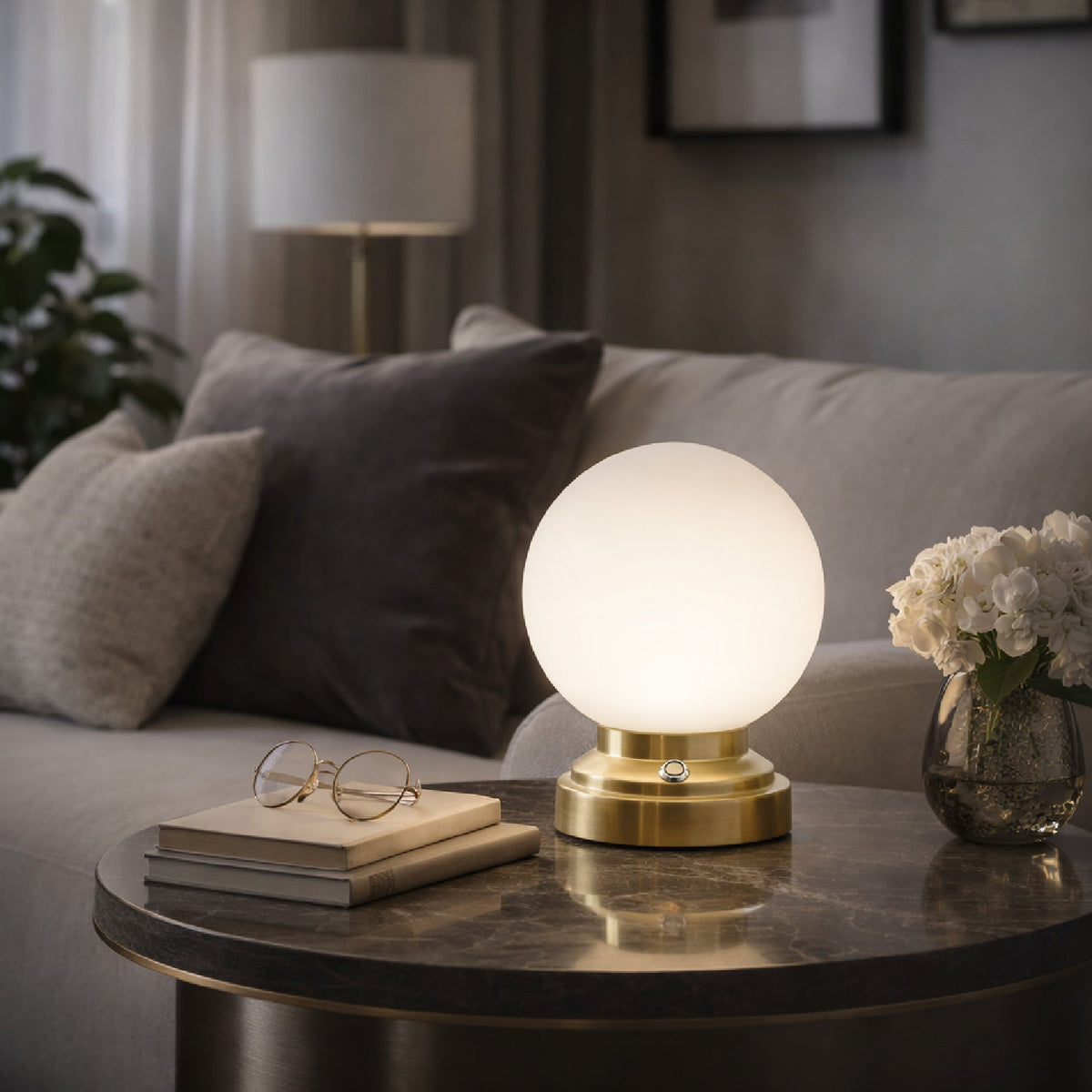 Modern European furniture - White Glass Globe Table Lamp - www.oroa.com
