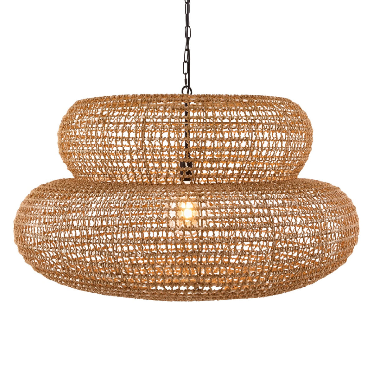 Modern European furniture - Brown Woven 2-Tier Pendant Lamp - www.oroa.com