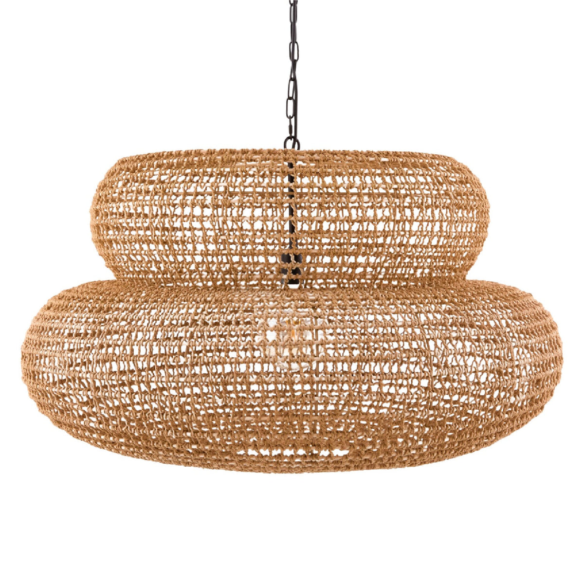 Modern European furniture - Brown Woven 2-Tier Pendant Lamp - www.oroa.com