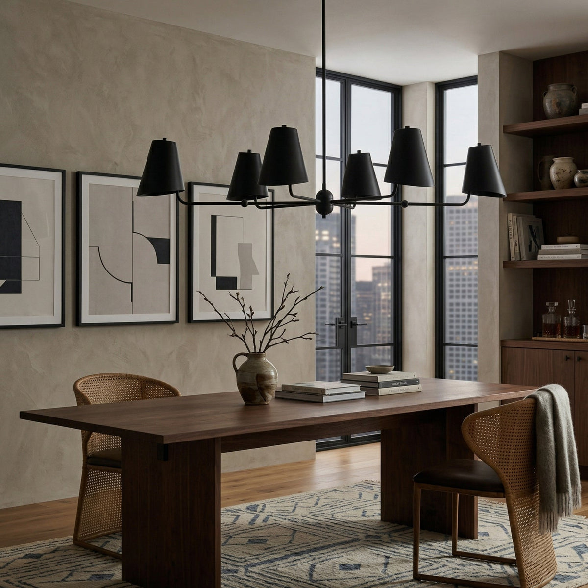 Modern European furniture - Black Metal 6-Light Chandelier - www.oroa.com