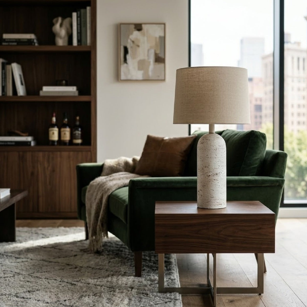 Modern European furniture - Linen Drum Shade Table Lamp - www.oroa.com