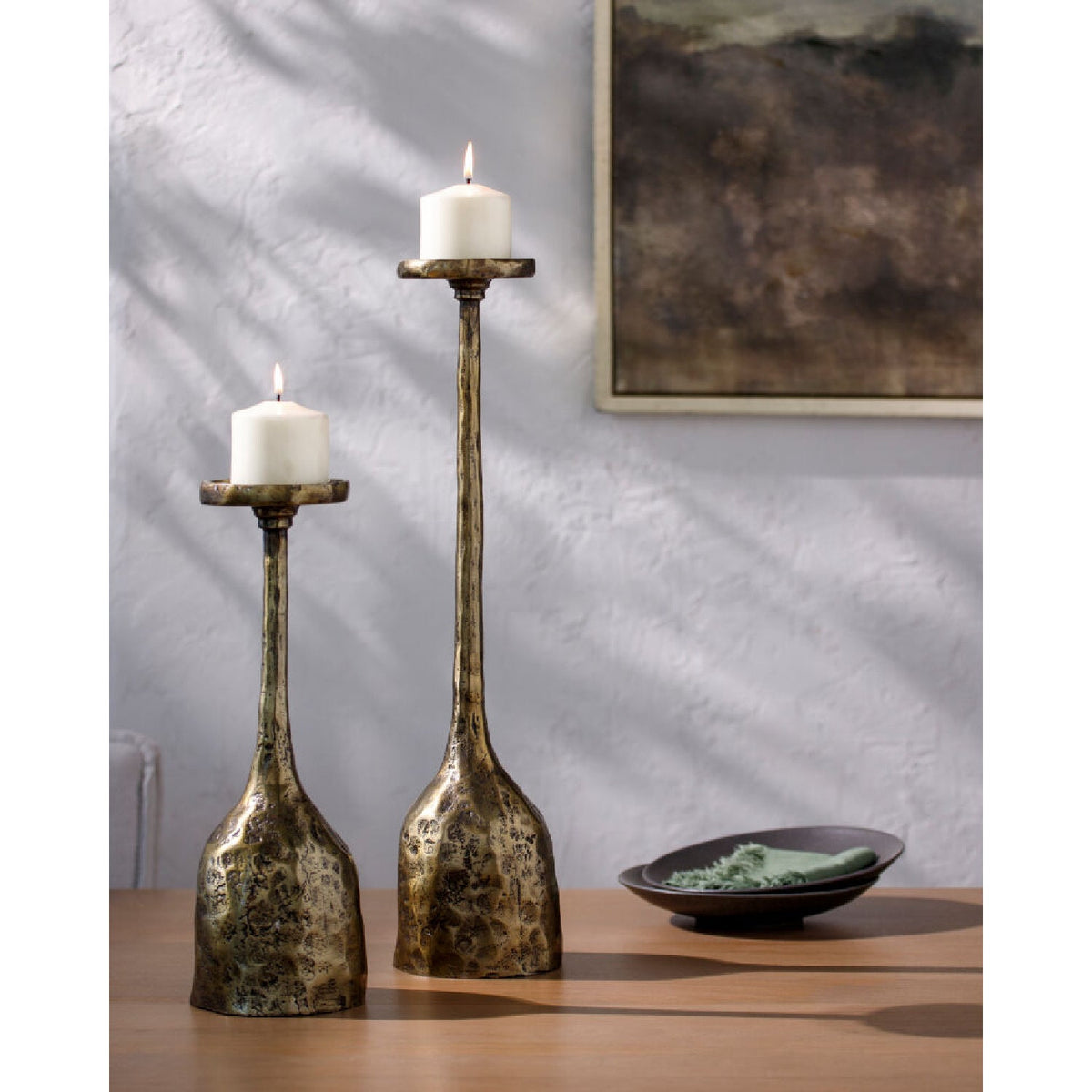 Modern European furniture -Antiqued Iron Candleholder L - www.oroa.com