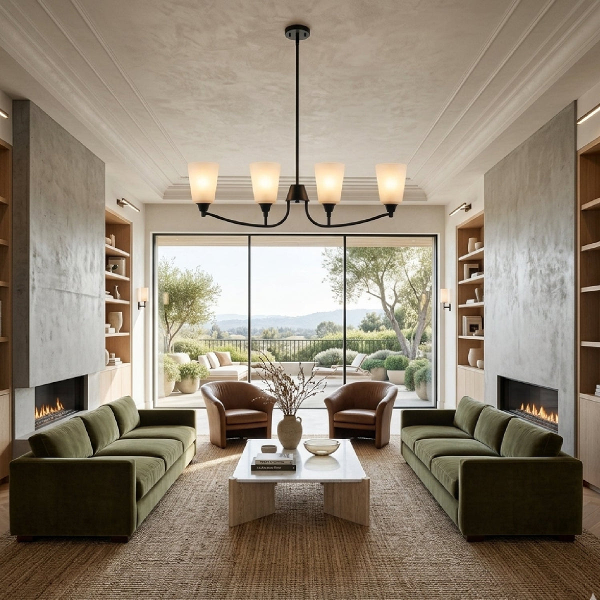 Modern European furniture - Glass Shades 4-Light Chandelier - www.oroa.com