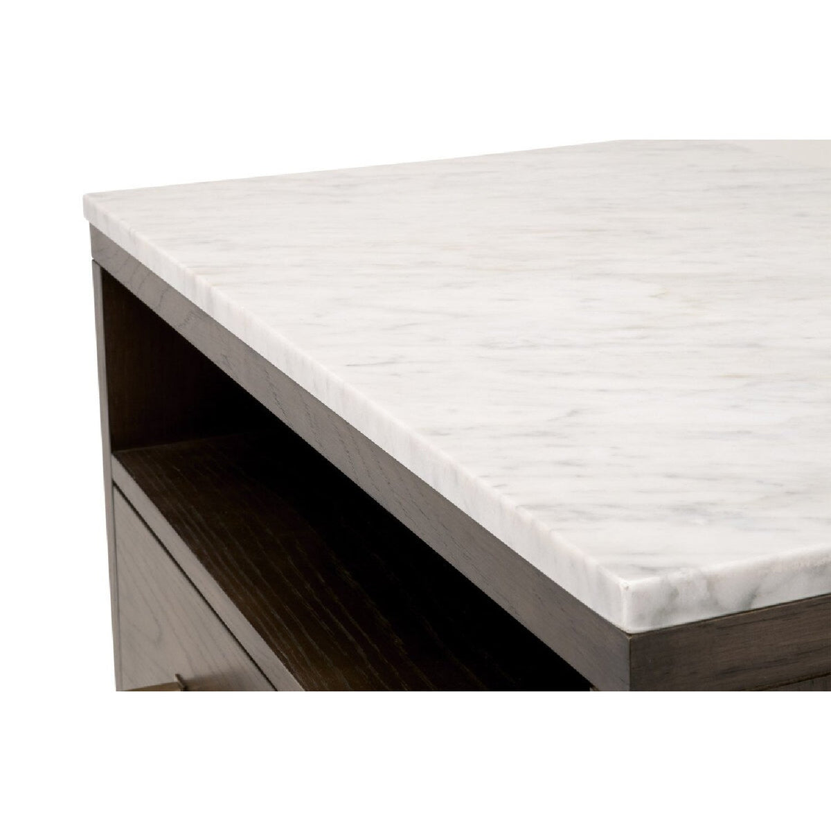 Marble Top Oak 2-Drawer Nightstand | Living Essentials Cambria