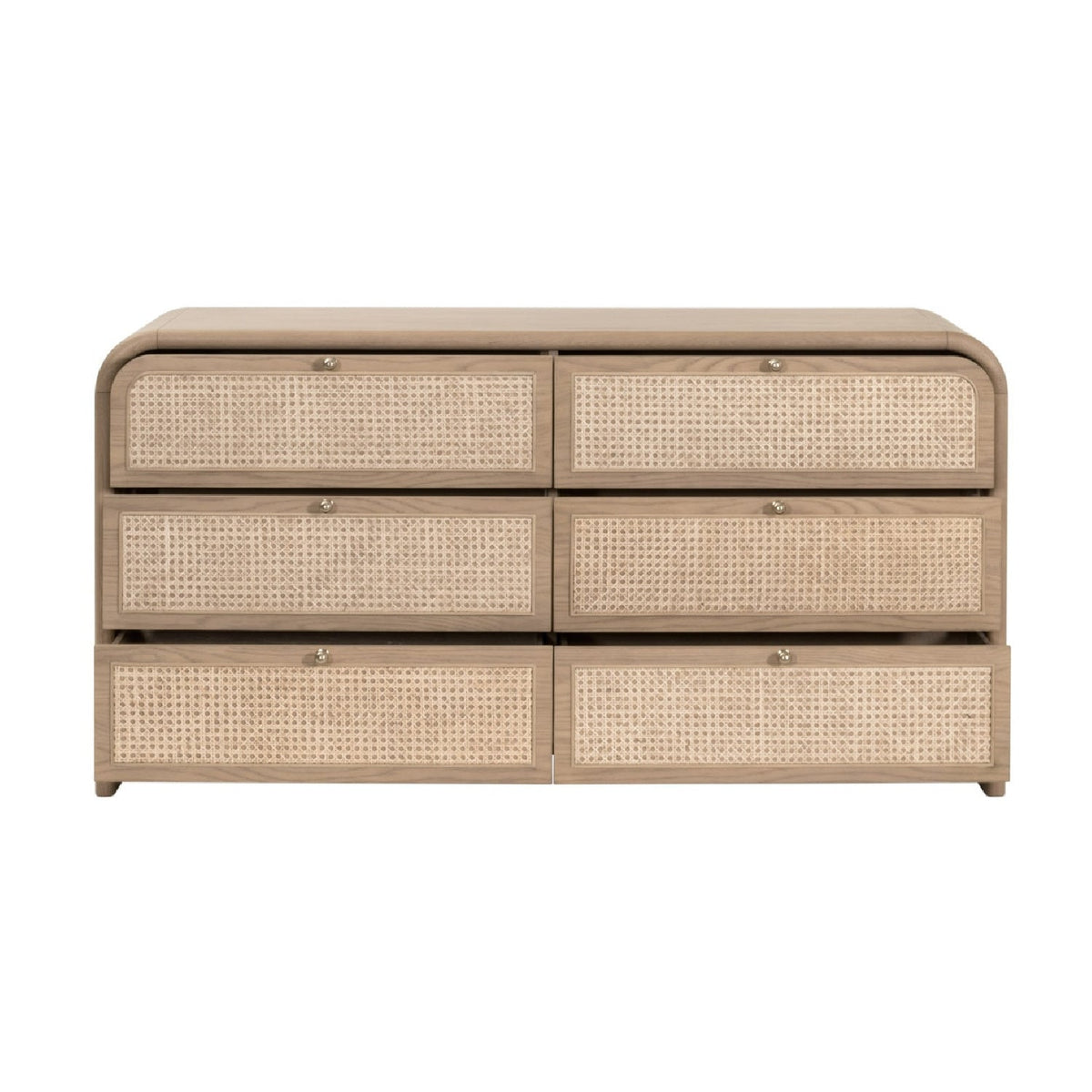 Modern European furniture - Oak Framed Cane 6-Drawer Dresser - www.oroa.com