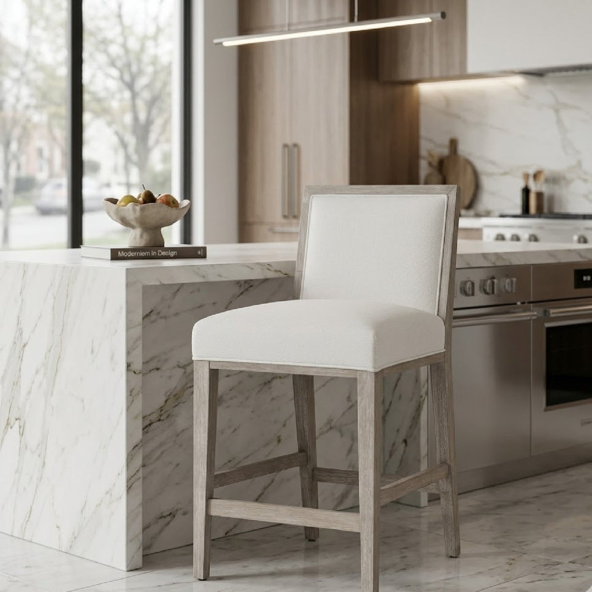 Solid Wood Framed Counter Stools (2) | Living Essentials Martin