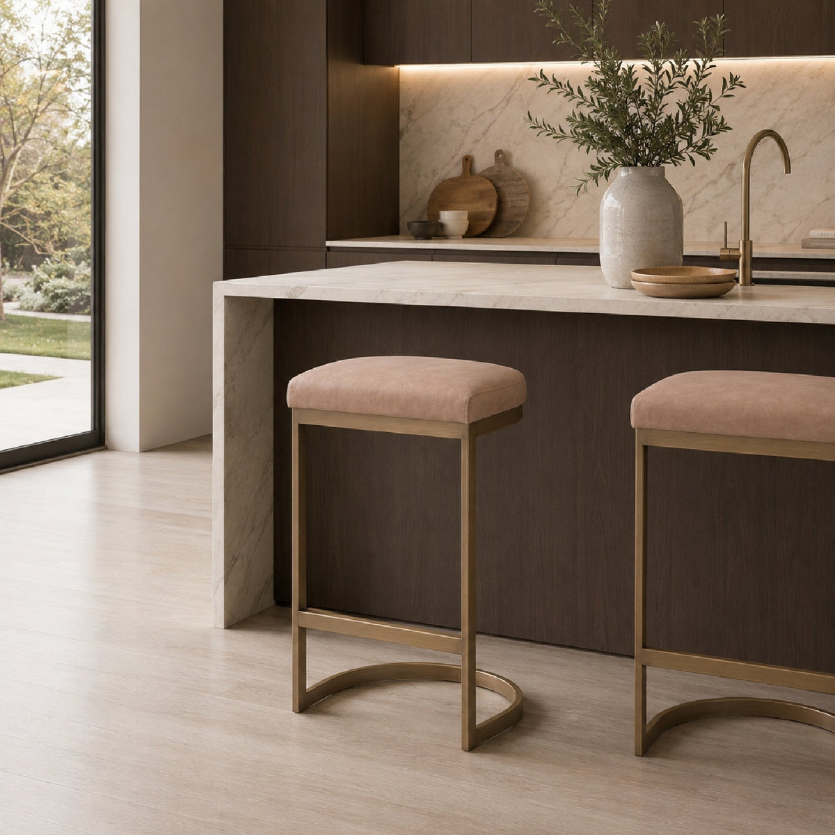 Gold Cantilevered Counter Stool | Living Essentials Cresta