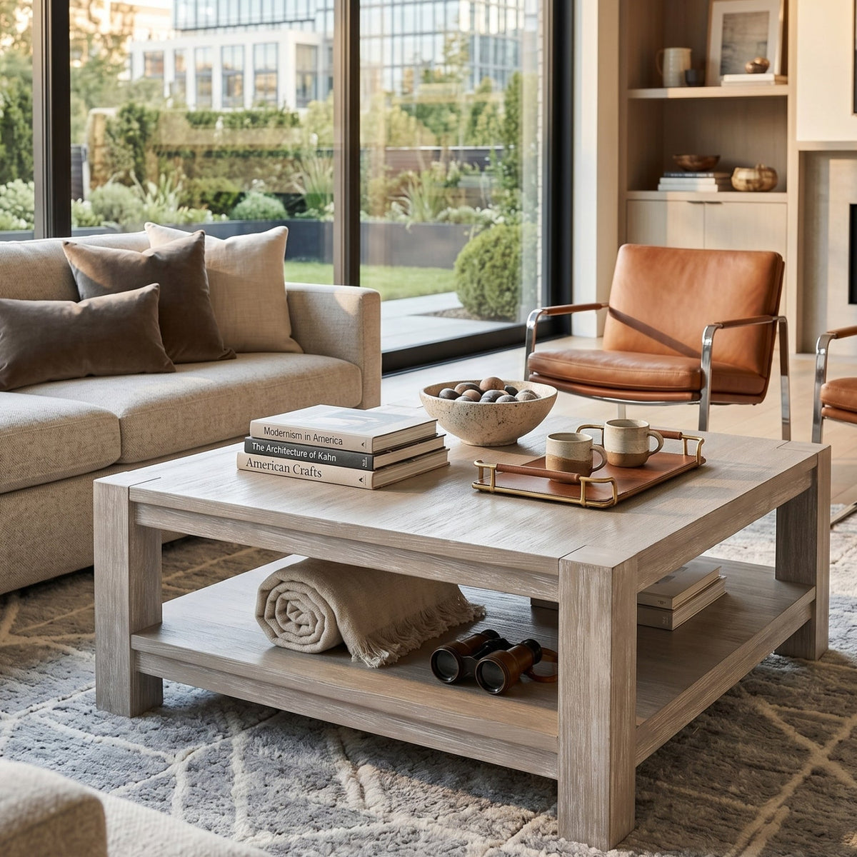 Gray Acacia Wooden Coffee Table | Living Essentials Adler