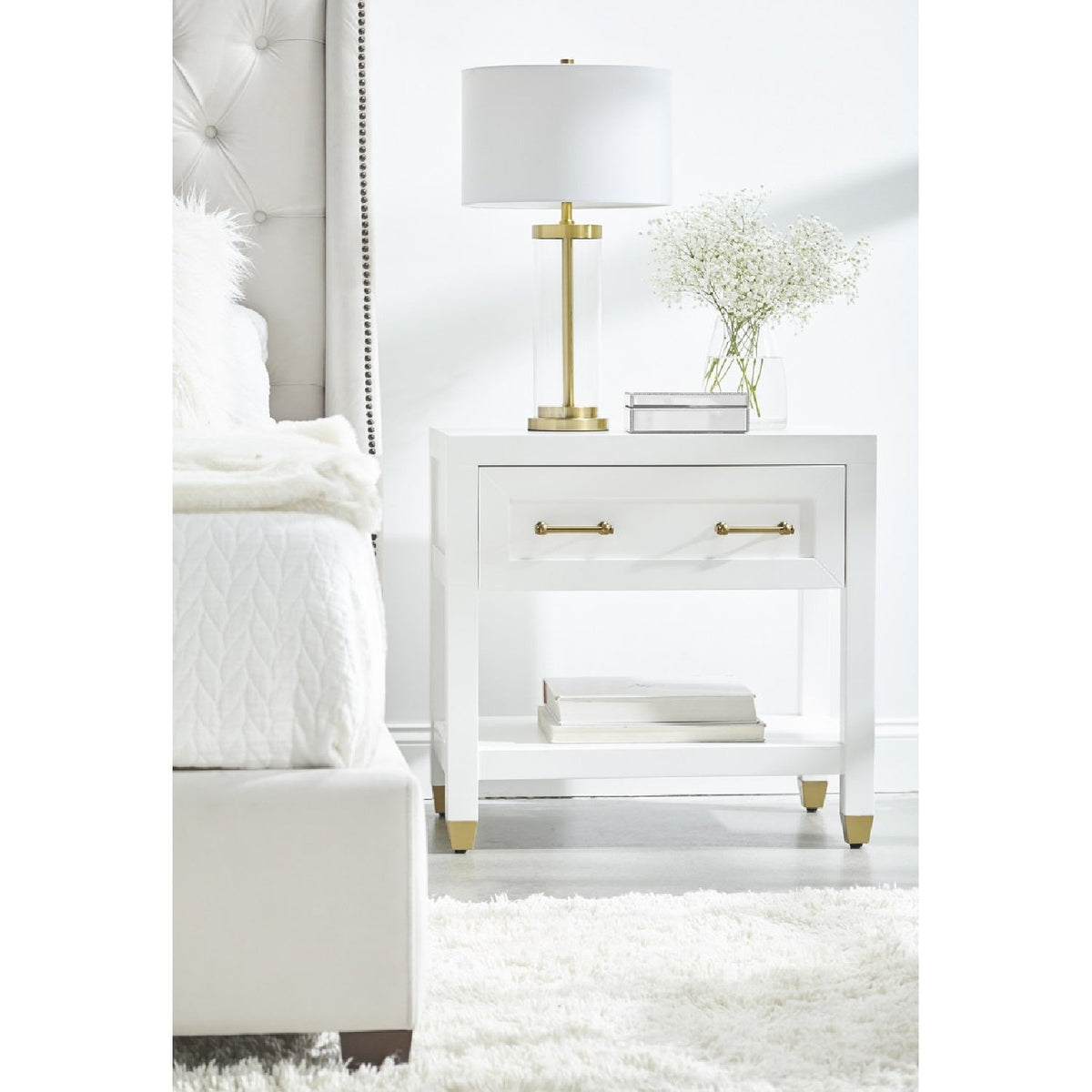 Modern European furniture - White 1-Drawer Nightstand - www.oroa.com