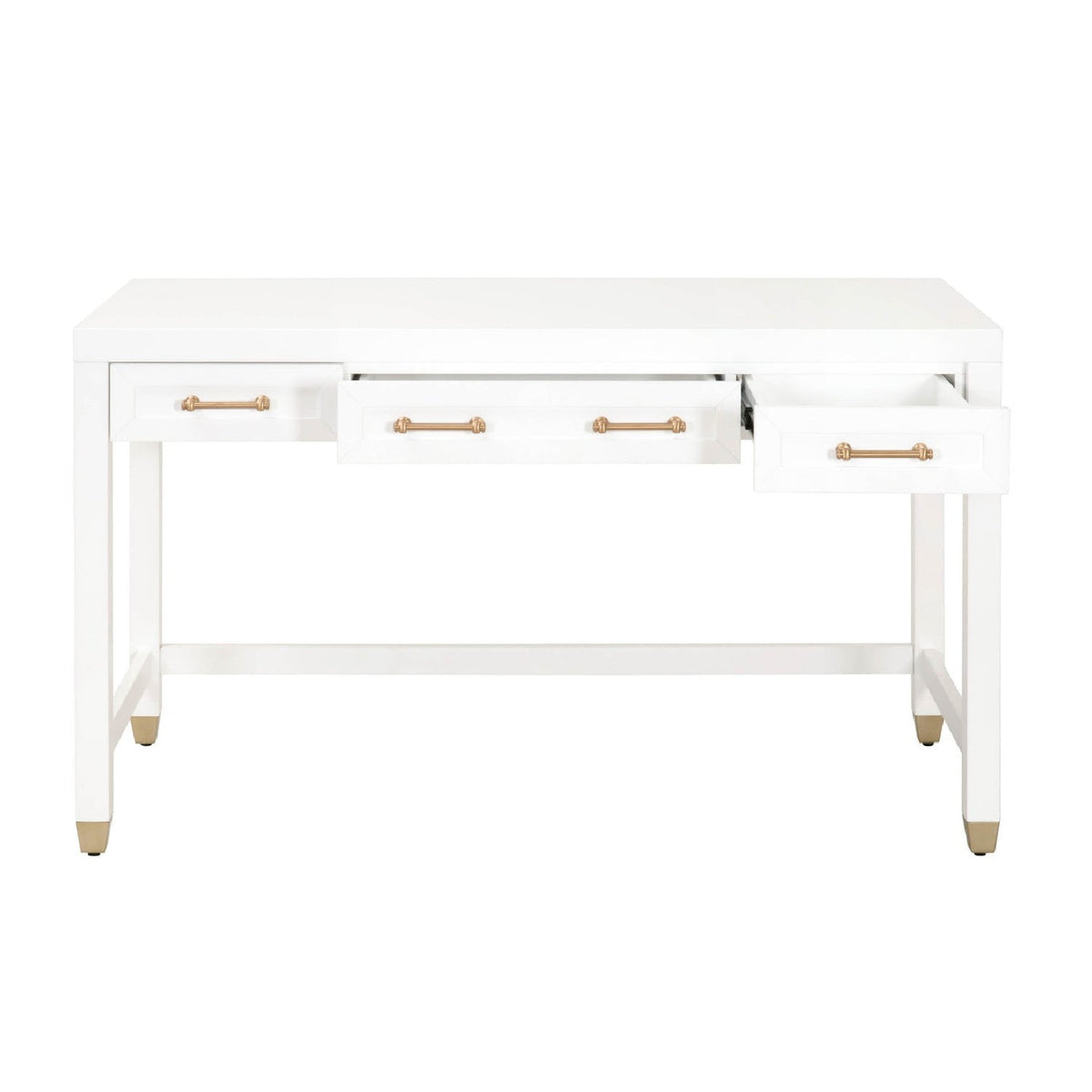 Modern European furniture - White Wooden 3-Drawer Desk - www.oroa.com