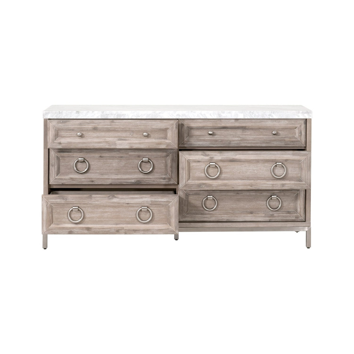 Modern European furniture - Marble Topped Acacia 6-Drawer Dresser - www.oroa.com
