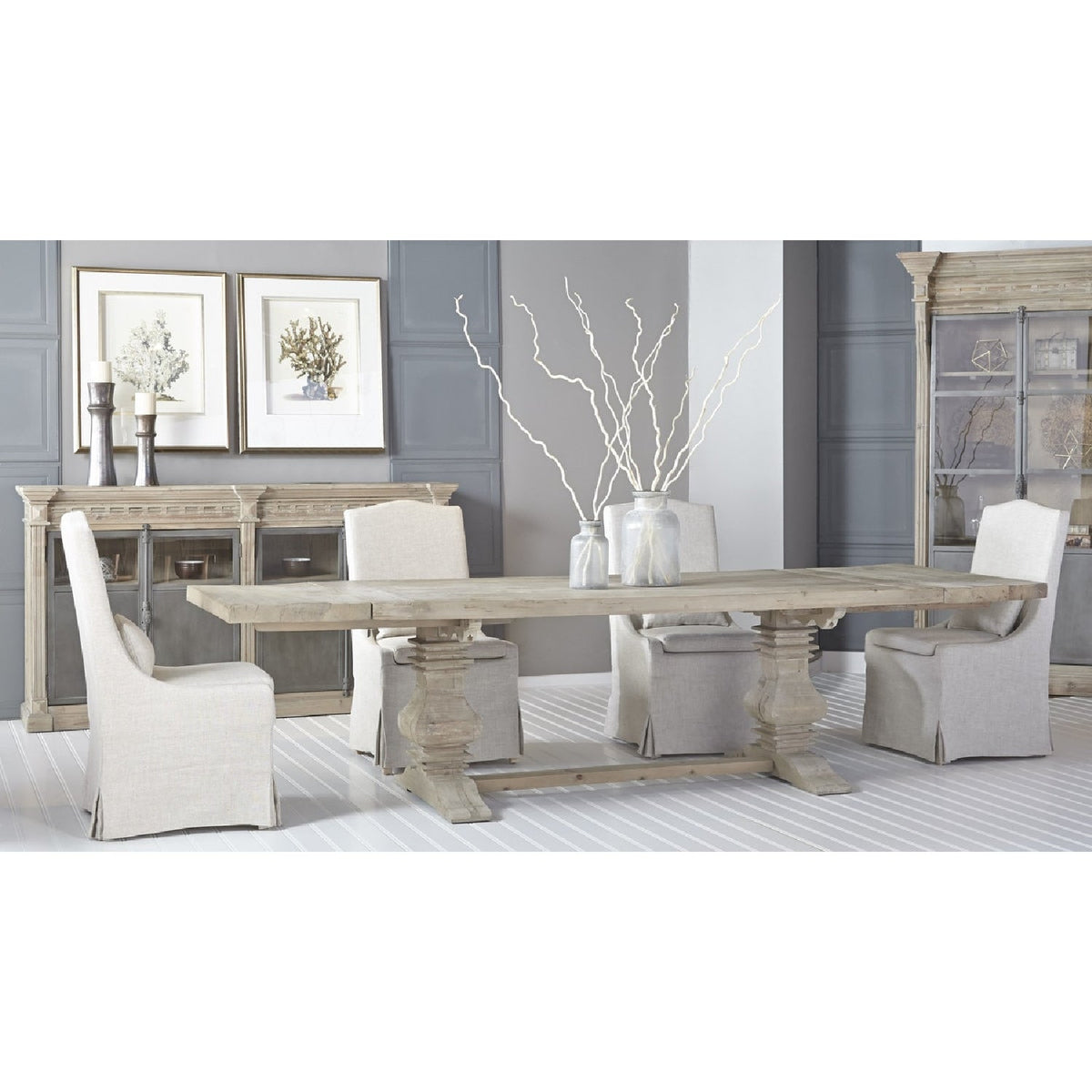 French Linen Skirted Dining Chairs (2) | Living Essentials Colette