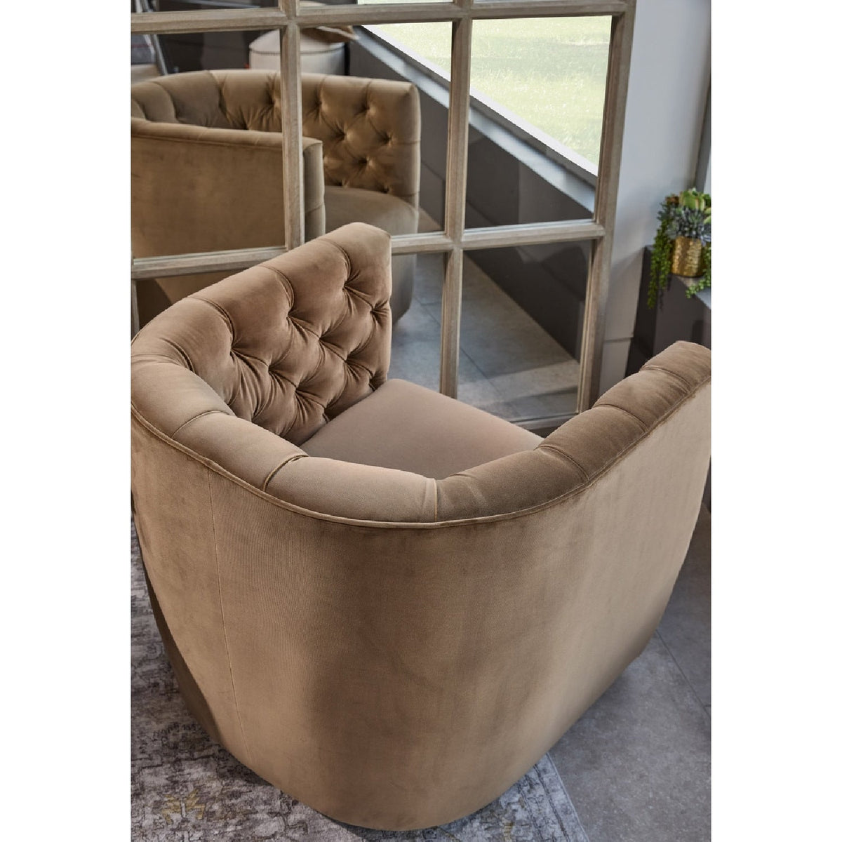 Tufted Back Swivel Club Chair | Living Essentials Marcel
