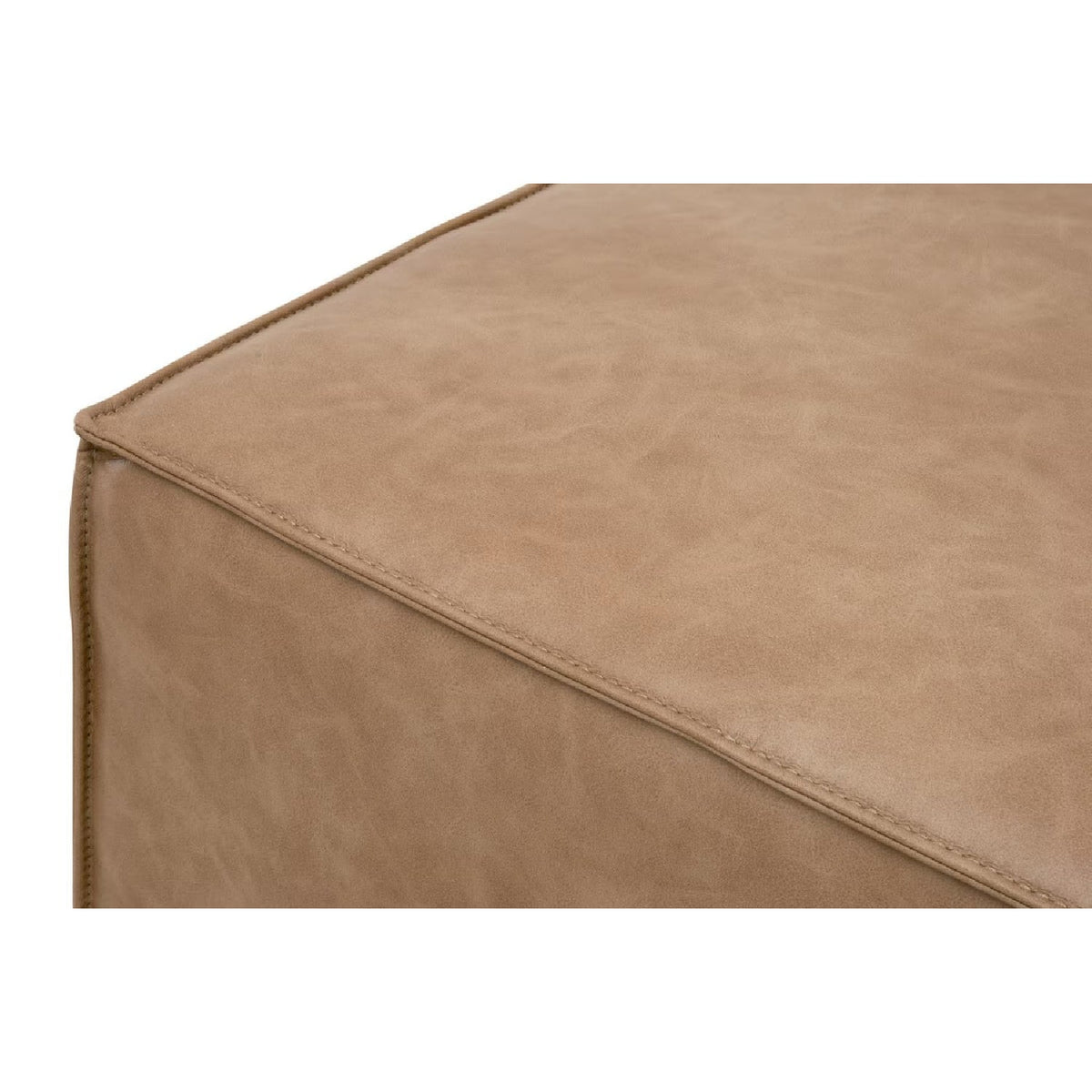 Brown Vegan Leather Cube Ottoman | Living Essentials Knox