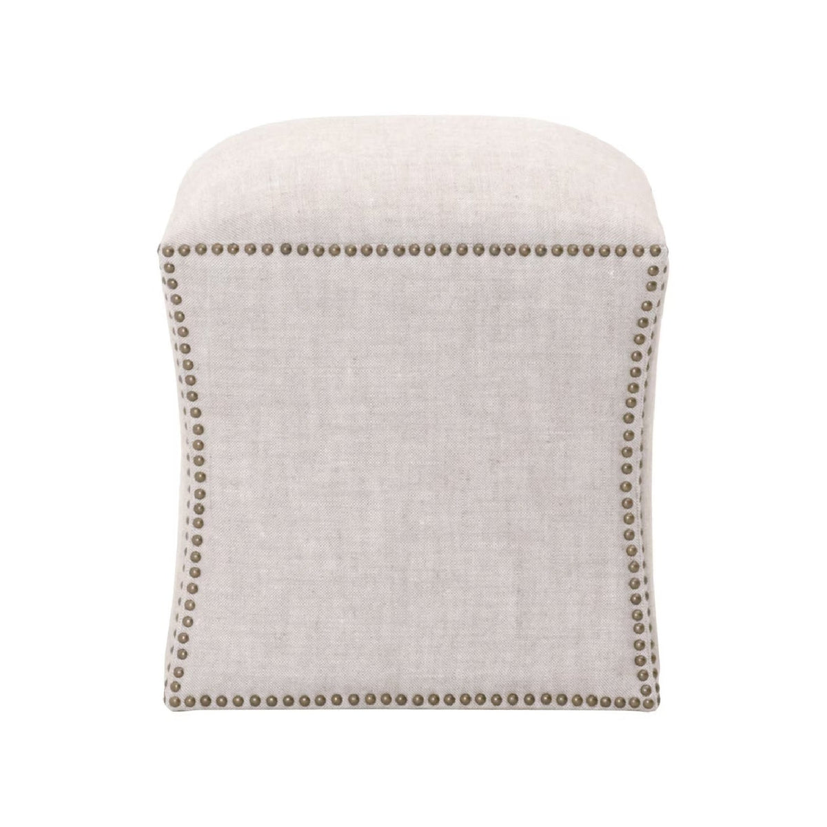 Modern European furniture - Nailhead Trimmed Linen Ottoman - www.oroa.com
