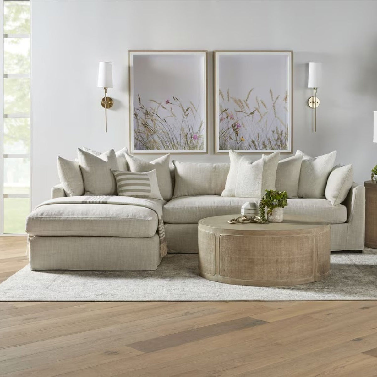 Beige Slipcover Sectional Sofa | Living Essentials Haven