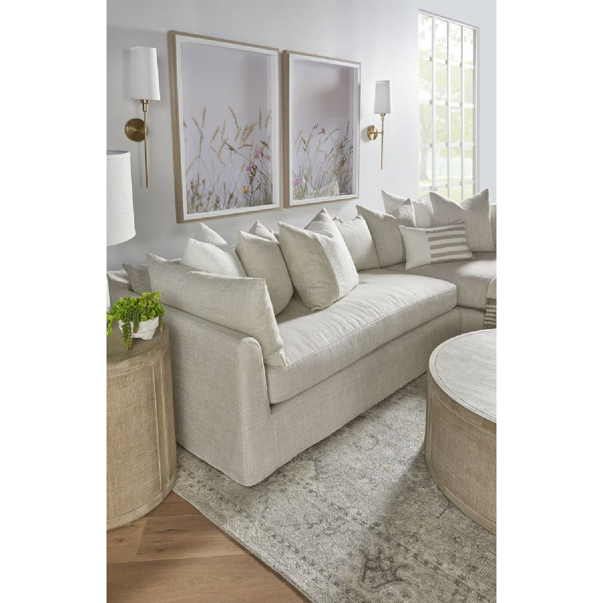 Beige Slipcover Sectional Sofa | Living Essentials Haven