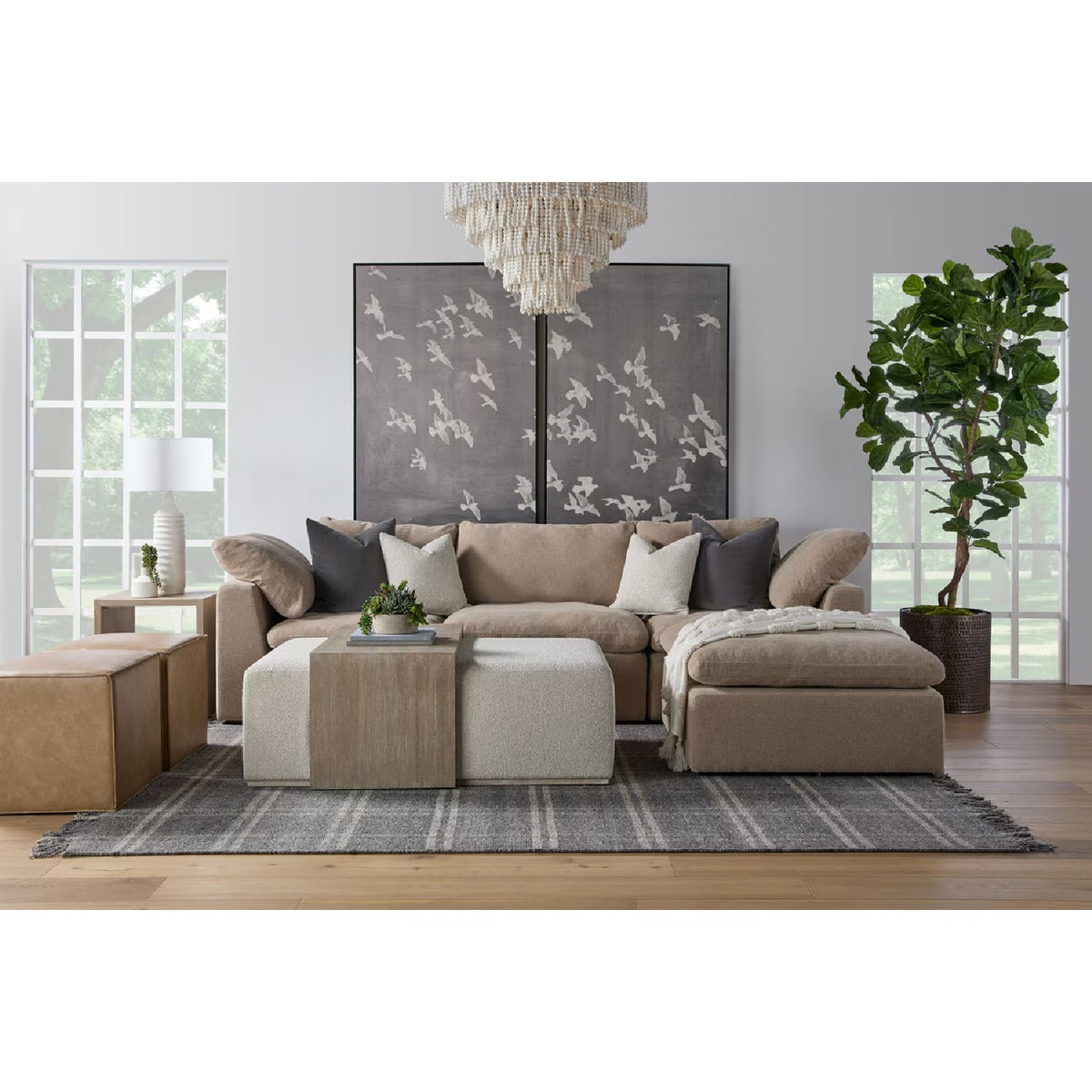 Modern European furniture - Square Cushioned Modular Ottoman - www.oroa.com