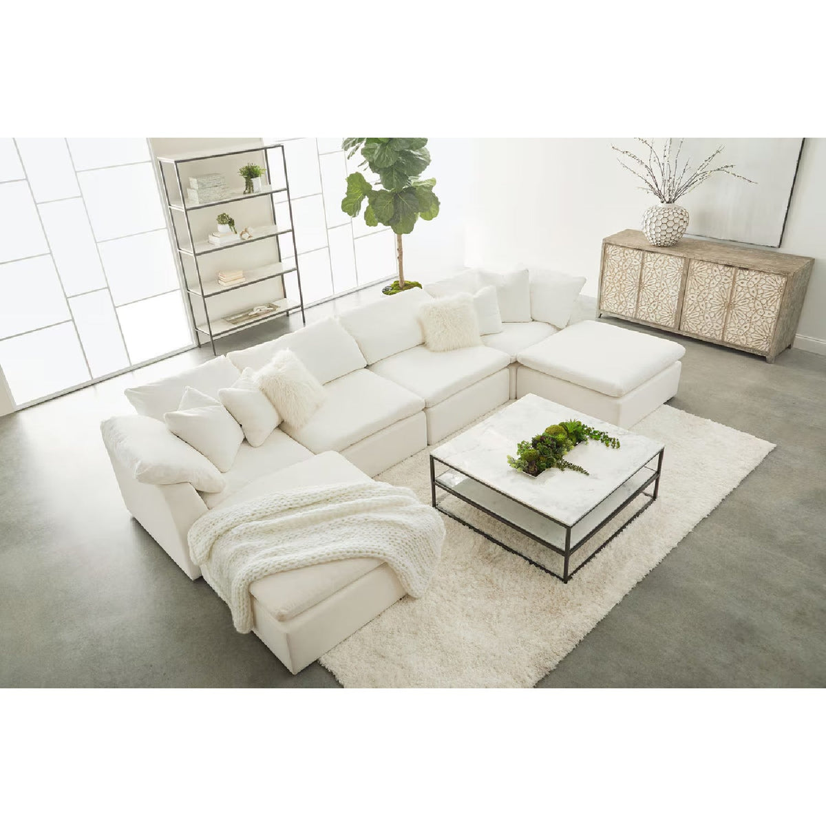 Modern European furniture - Square Cushioned Modular Ottoman - www.oroa.com