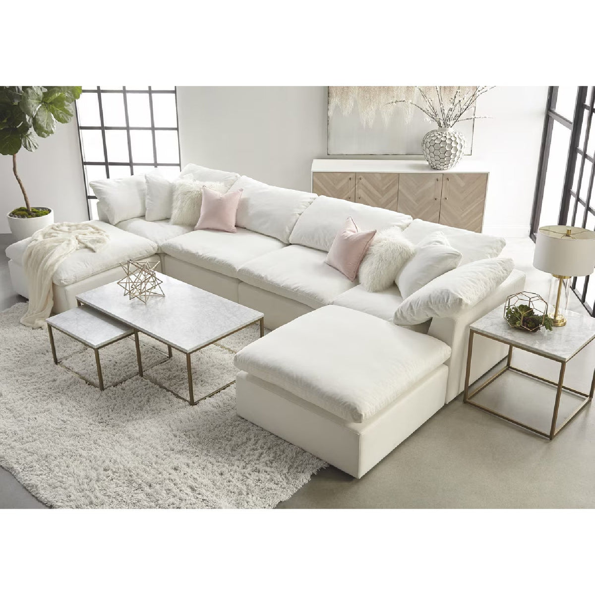 Modern European furniture - Square Cushioned Modular Ottoman - www.oroa.com