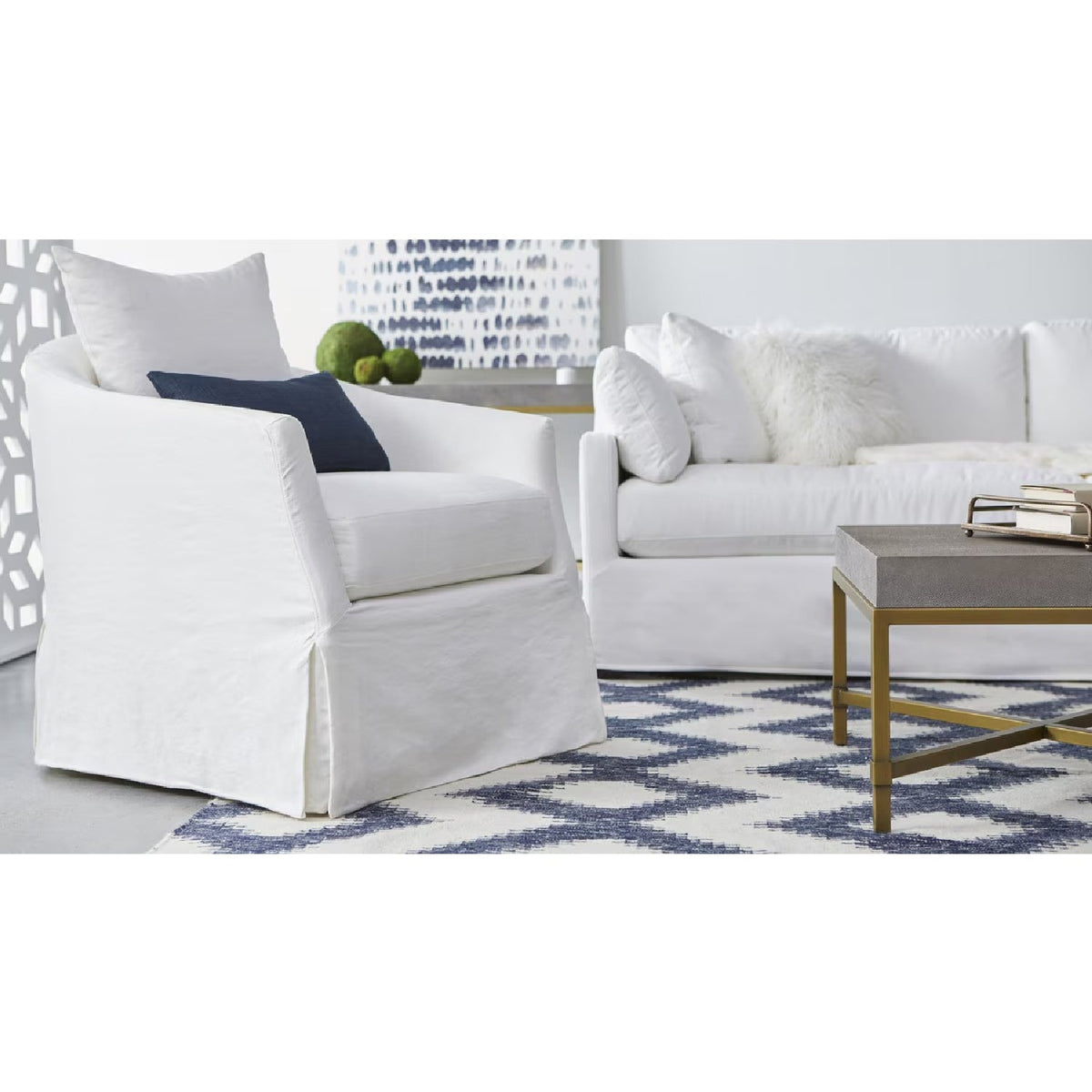 Skirted Swivel Club Chair | Living Essentials Faye