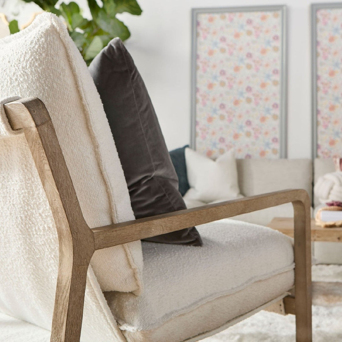 Modern European furniture - White Boucle Cushioned Club Chair - www.oroa.com