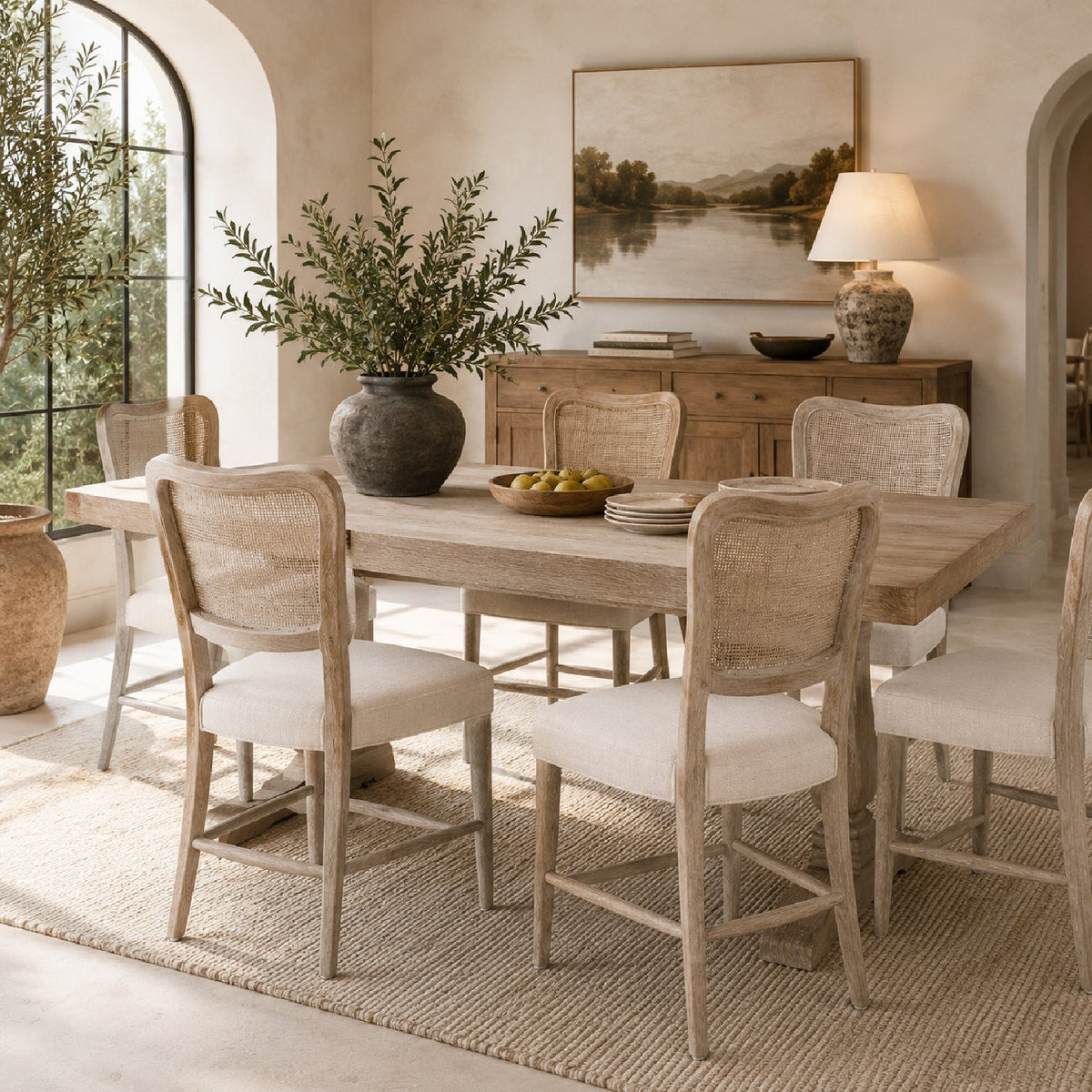 Cane-Back Dining Chair Set (2) | Living Essentials Cela