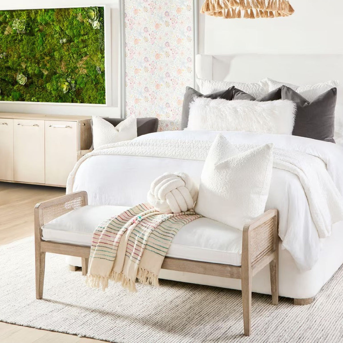Cushioned Gray Oak Bench | Living Essentials Leone