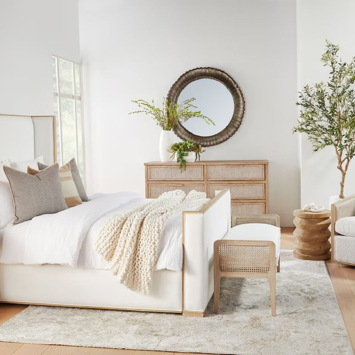 Cushioned Gray Oak Bench | Living Essentials Leone