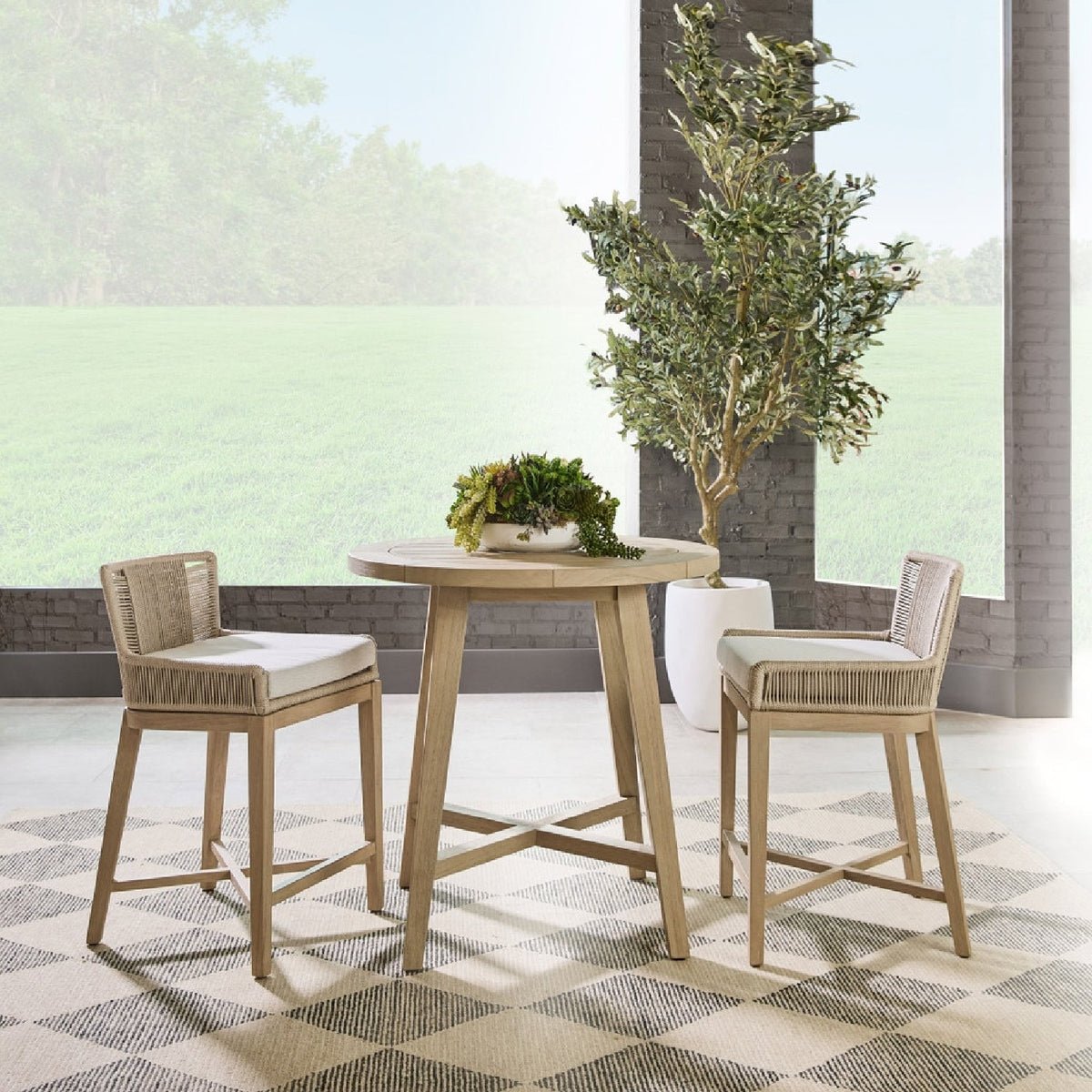 Modern European furniture - Beige Rope Outdoor Counter Stool - www.oroa.com