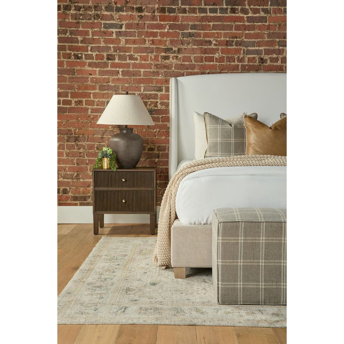 Beige Fabric Bed | Living Essentials Sloan