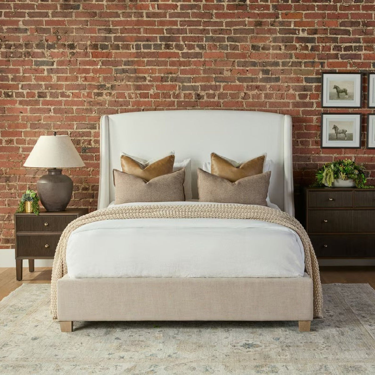 Beige Fabric Bed | Living Essentials Sloan
