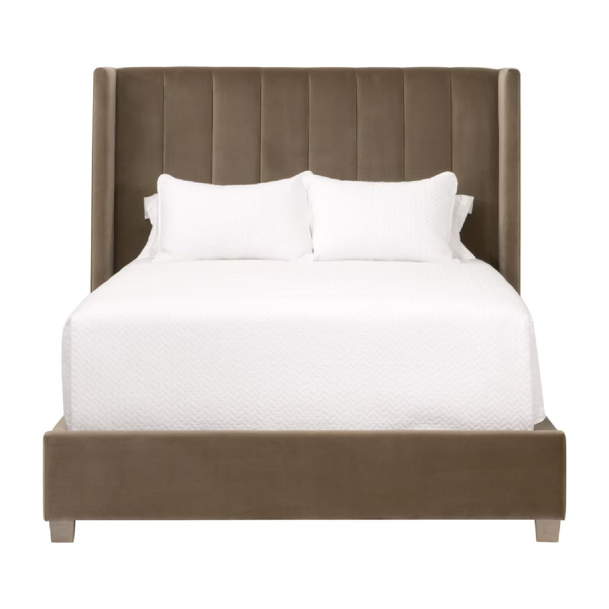 Modern European furniture - Velvet Channeled Queen Bed - www.oroa.com