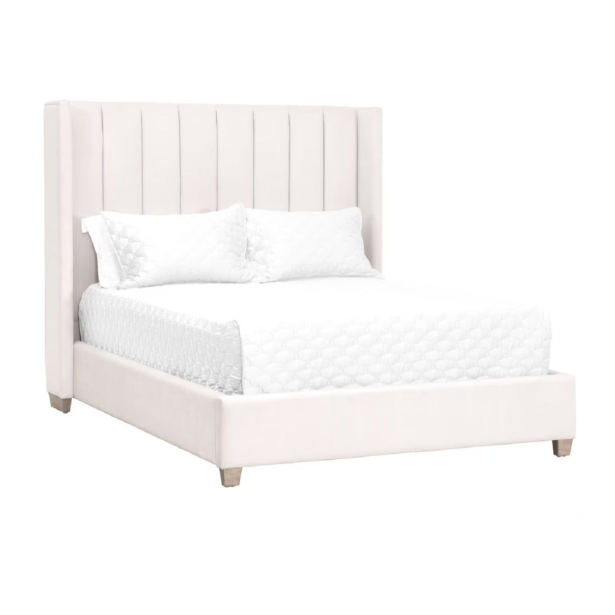 Modern European furniture - Velvet Channeled Queen Bed - www.oroa.com