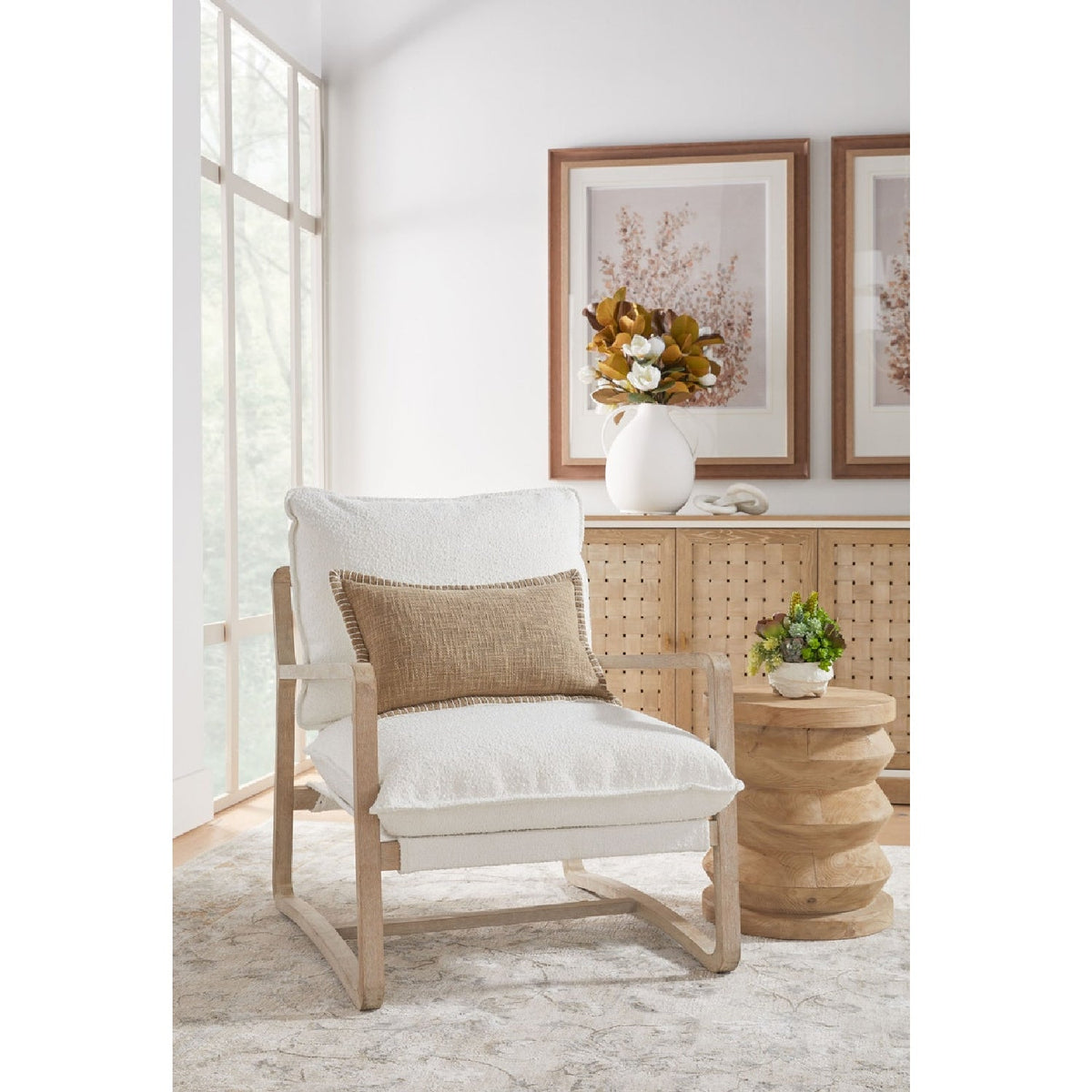 Pine Wood Cylindrical Accent Table | Living Essentials Pier