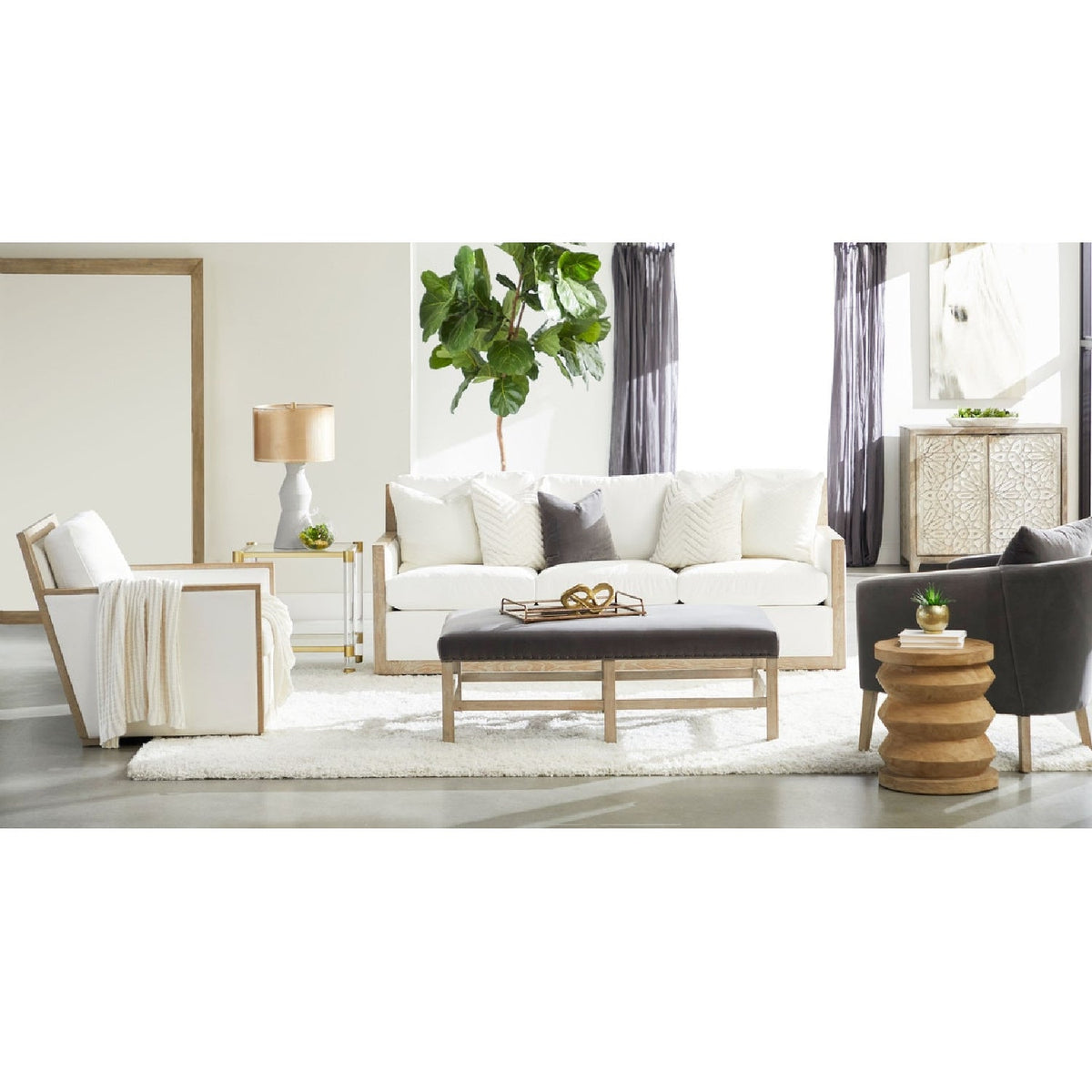 Pine Wood Cylindrical Accent Table | Living Essentials Pier