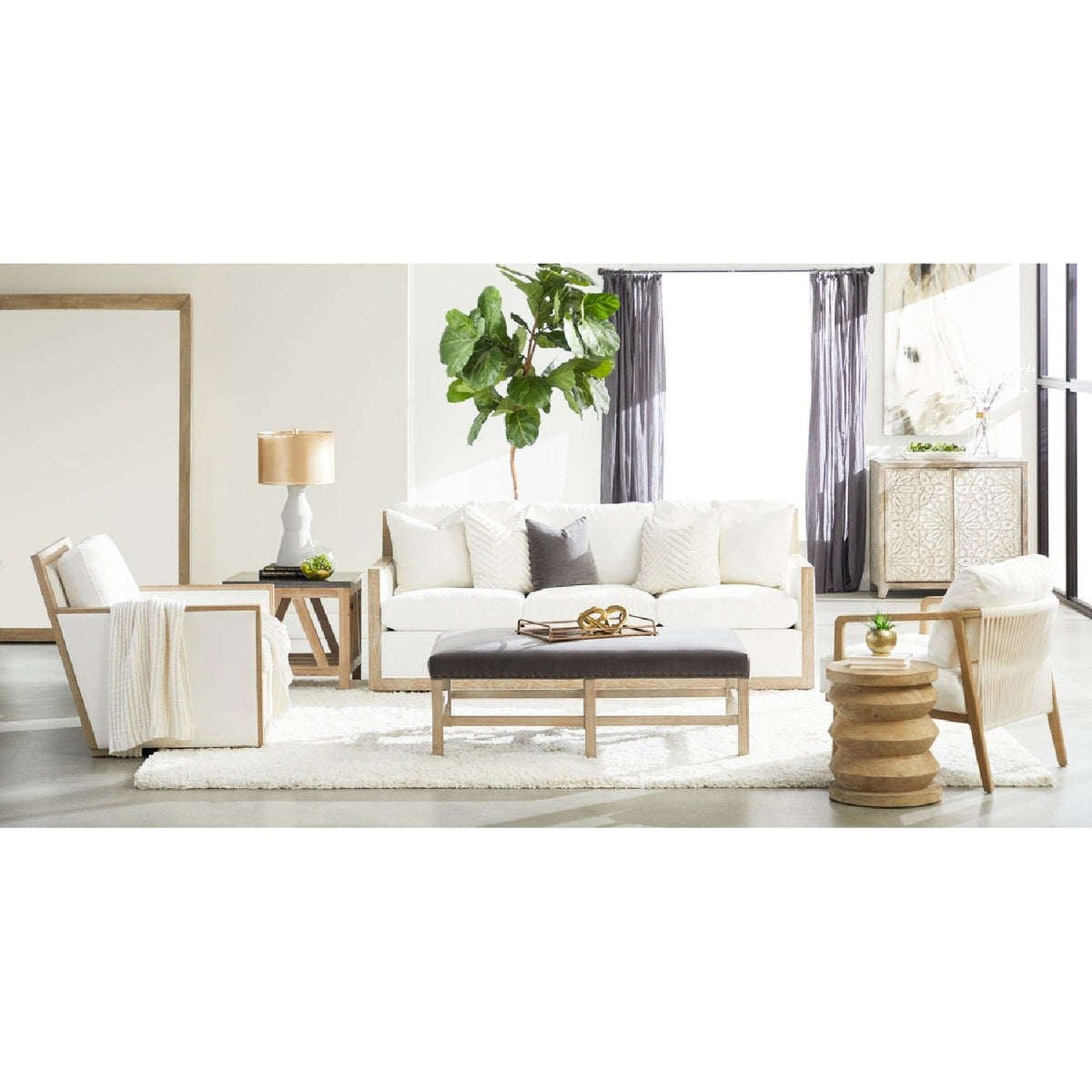 Pine Wood Cylindrical Accent Table | Living Essentials Pier