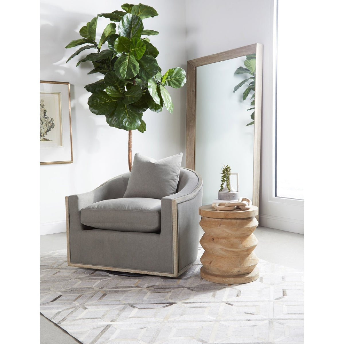 Pine Wood Cylindrical Accent Table | Living Essentials Pier