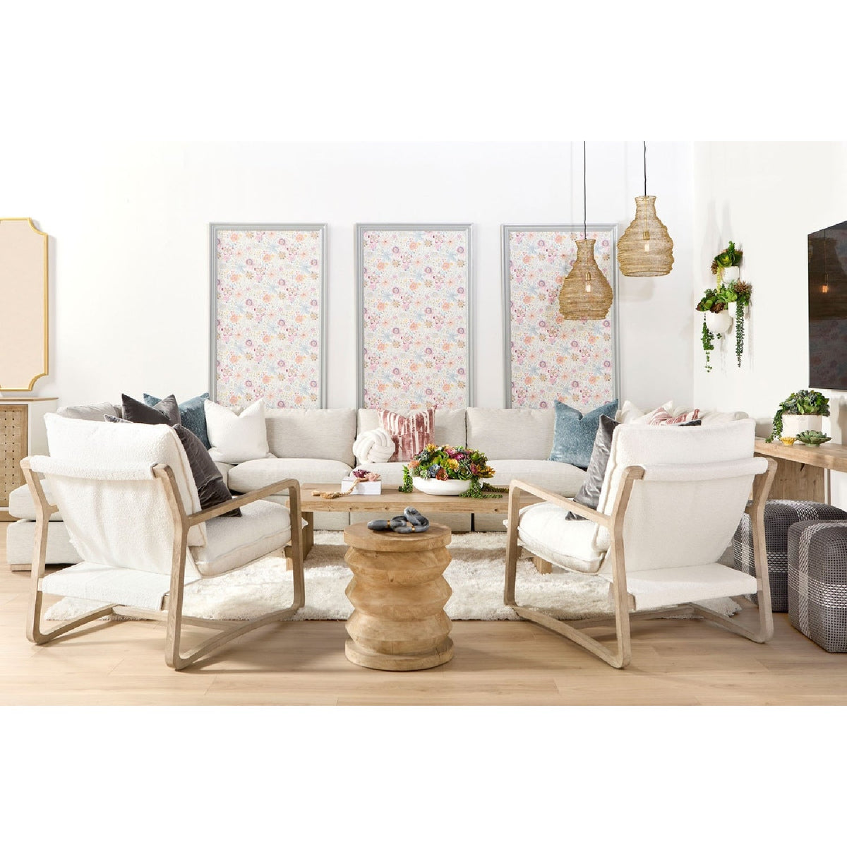 Pine Wood Cylindrical Accent Table | Living Essentials Pier