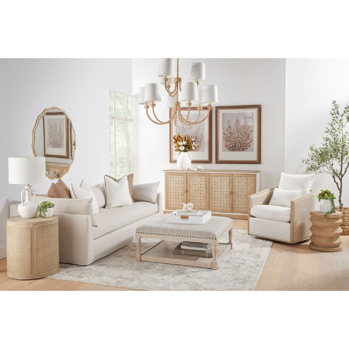 Pine Wood Cylindrical Accent Table | Living Essentials Pier