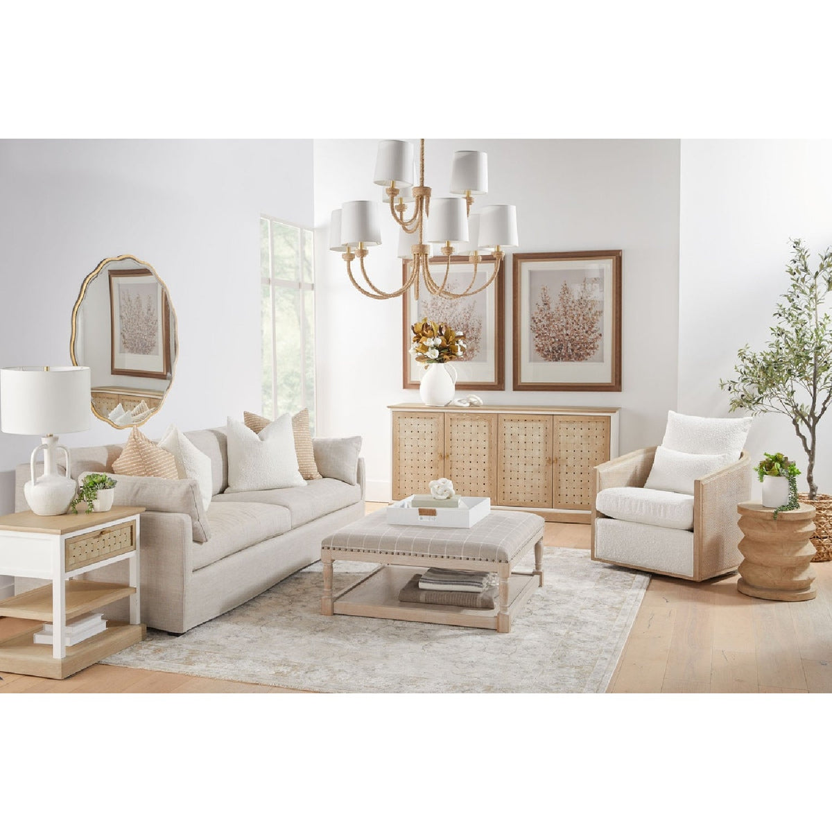 Pine Wood Cylindrical Accent Table | Living Essentials Pier