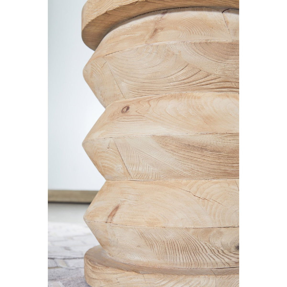 Pine Wood Cylindrical Accent Table | Living Essentials Pier