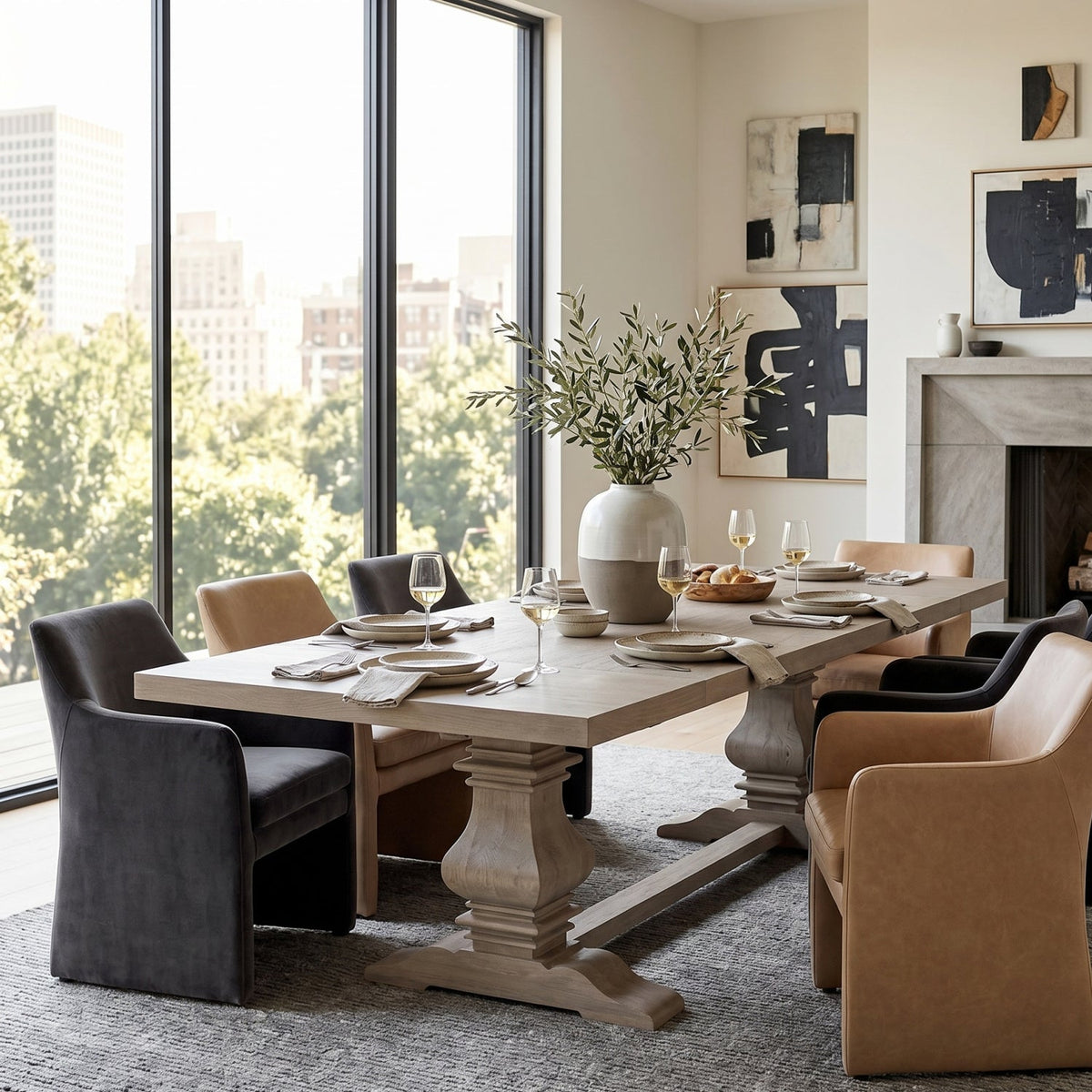 Extendable Gray Oak Dining Table | Living Essentials Monastery