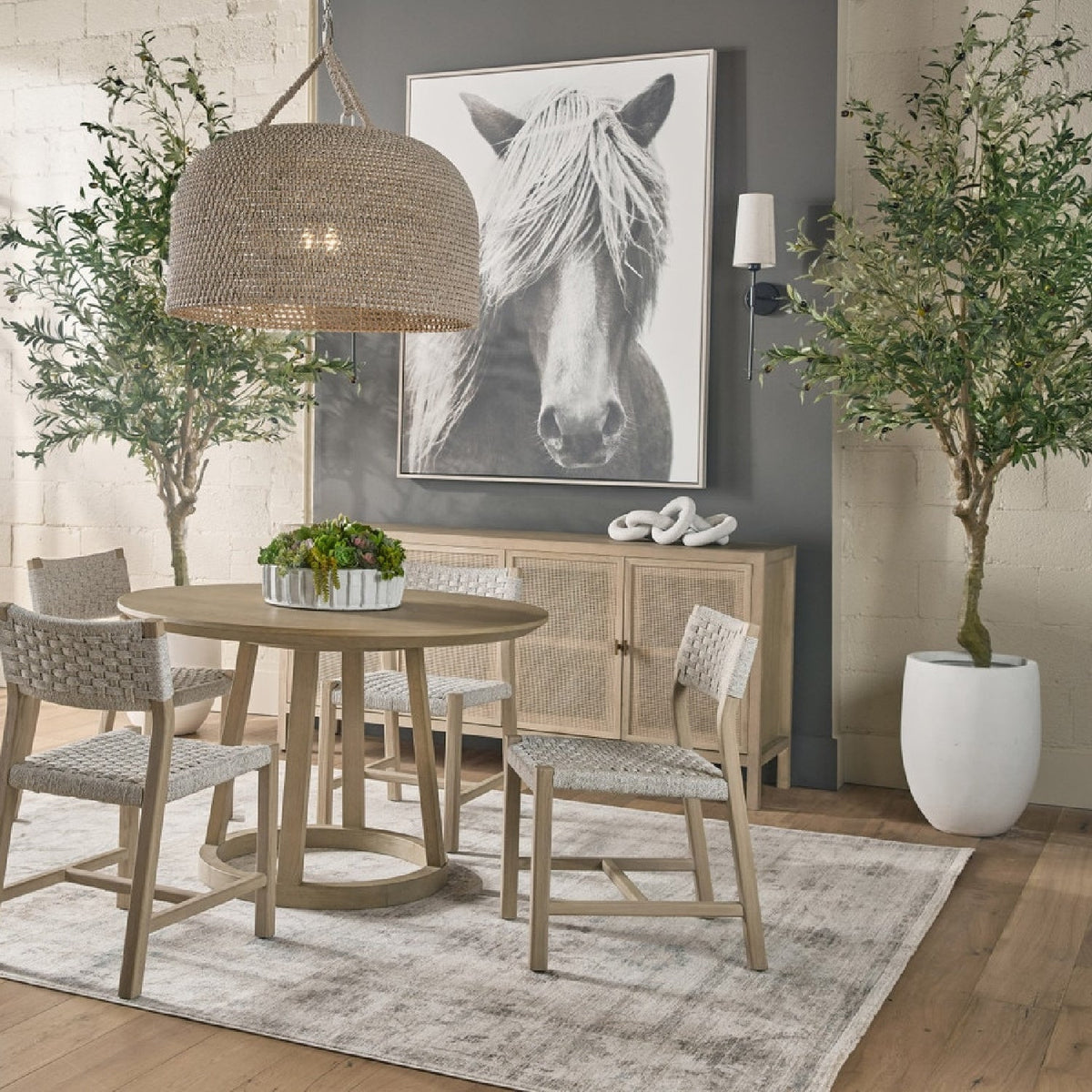 4-Door Gray Cane Media Sideboard | Living Essentials Carina