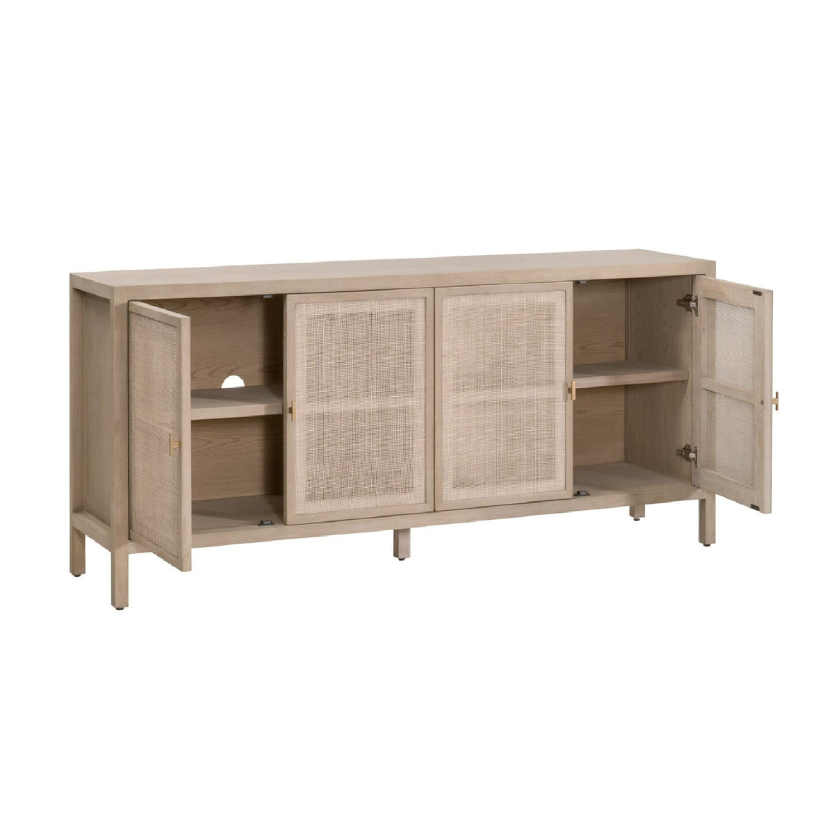 4-Door Gray Cane Media Sideboard | Living Essentials Carina