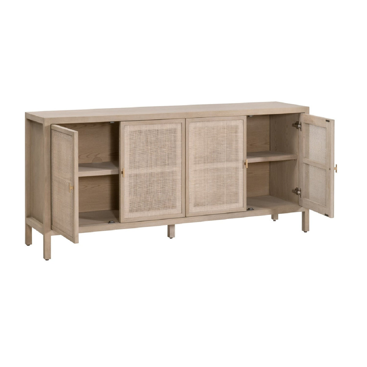 4-Door Gray Cane Media Sideboard | Living Essentials Carina